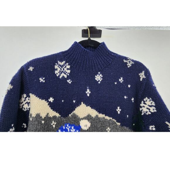 Lauren Ralph Lauren Hand Knitt Winter 100% Wool 2 Sided Holiday Fall Winter - Picture 3 of 9